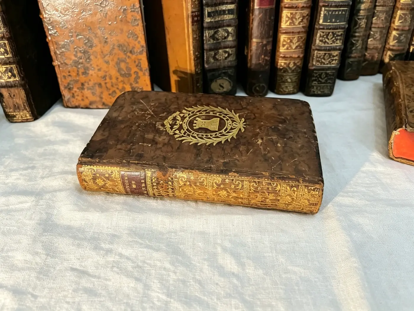 1769 French Antique Book — First Edition Gilt Armorial Calf Leather, Histoire du Patriotisme François, Vol. 5