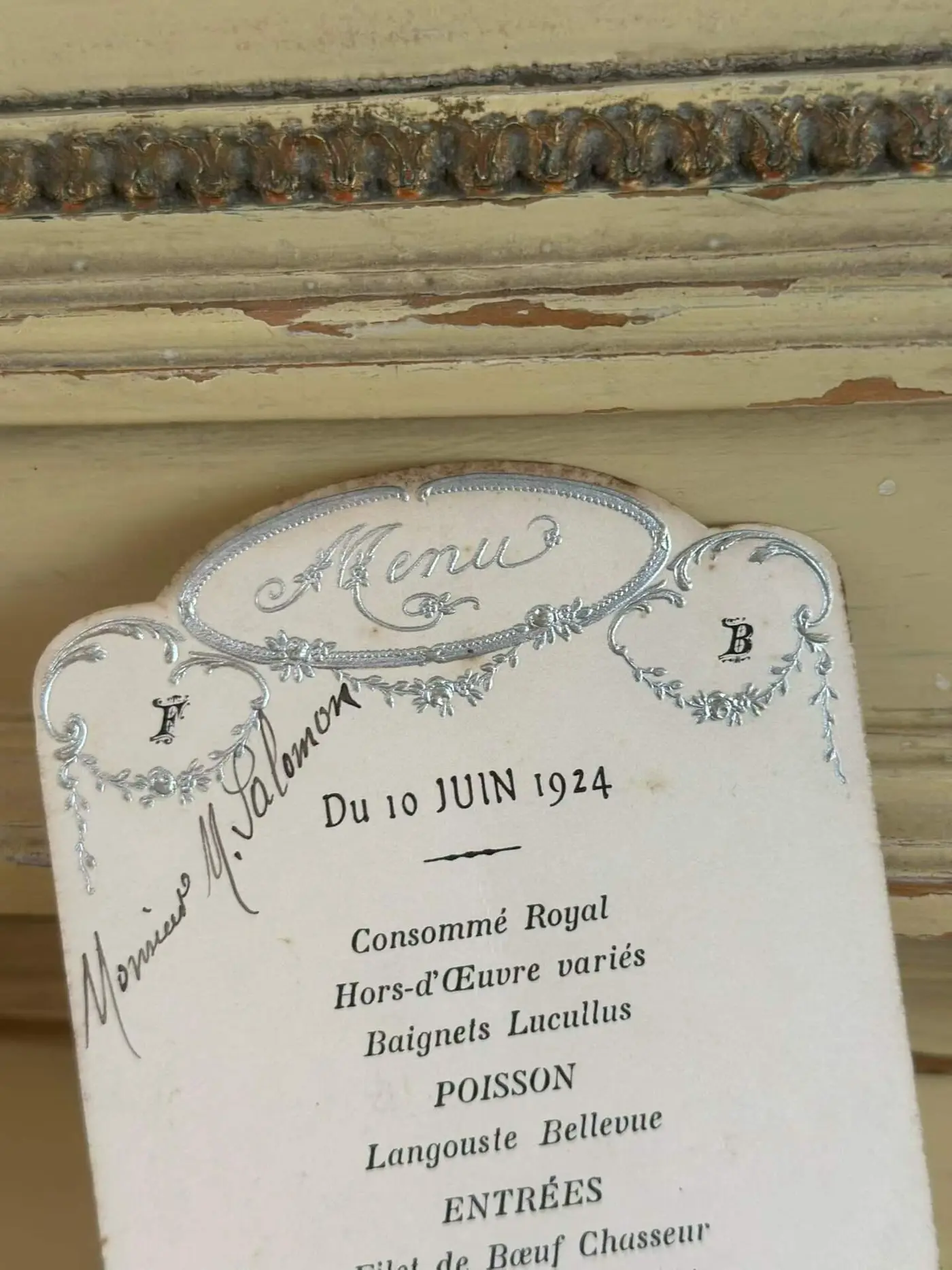 French 1924 Antique Menu