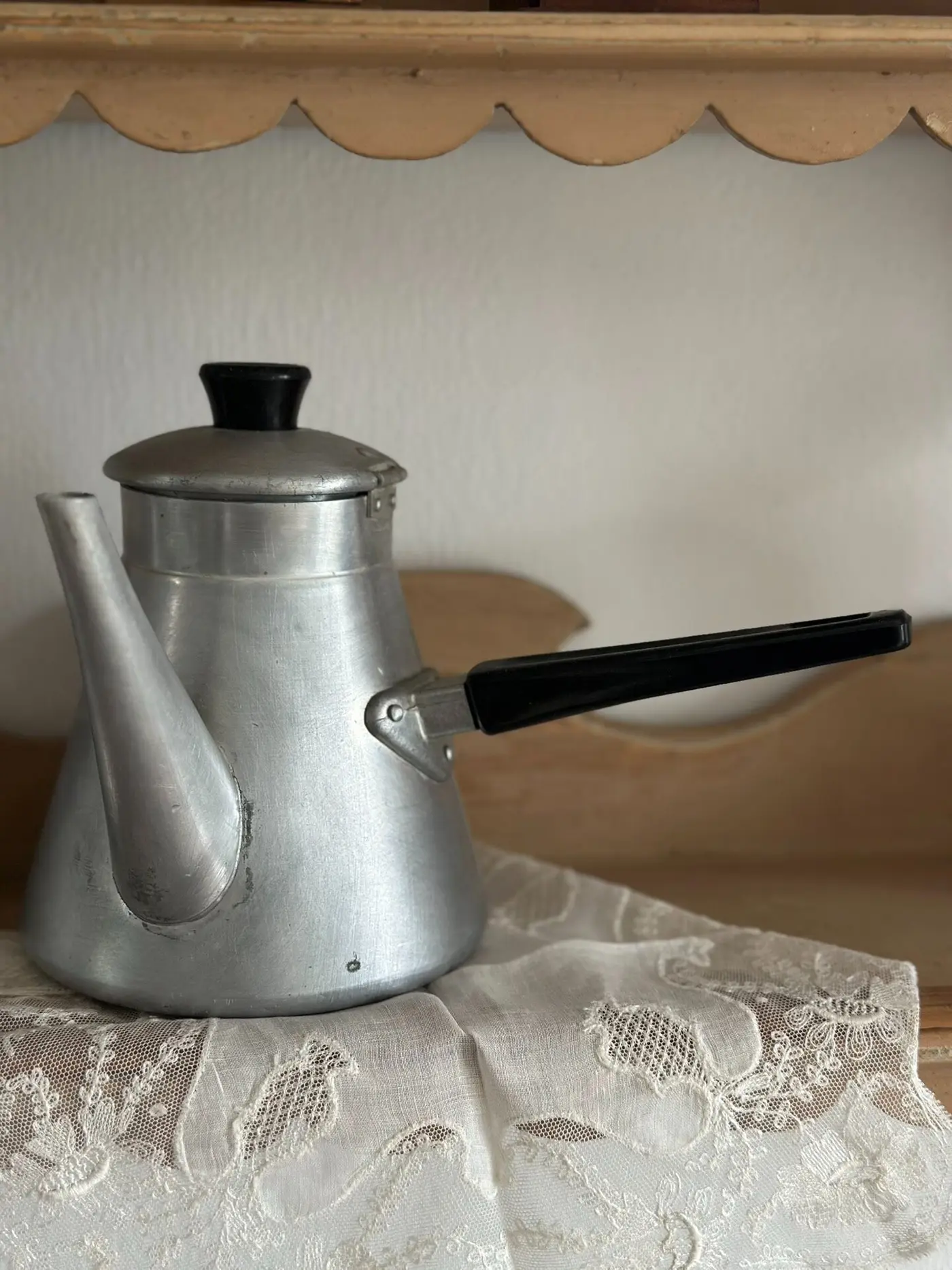 Vintage French Aluminum Kettle — Old-Style Coffee/Tea Pot
