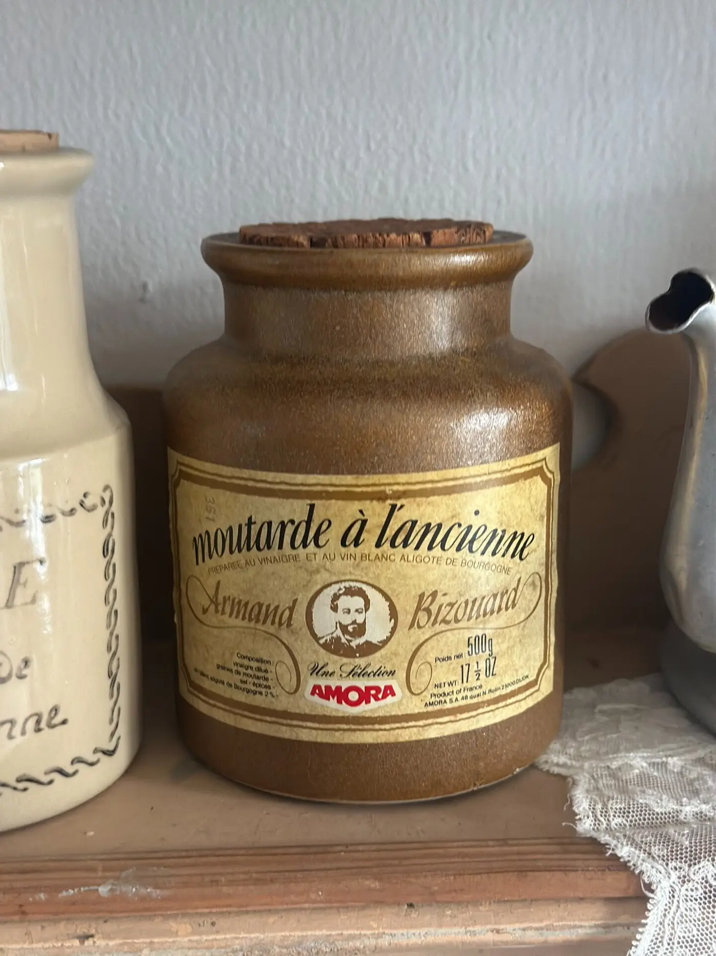 French Vintage AMORA "Moutarde à l’ancienne" Mustard Jar