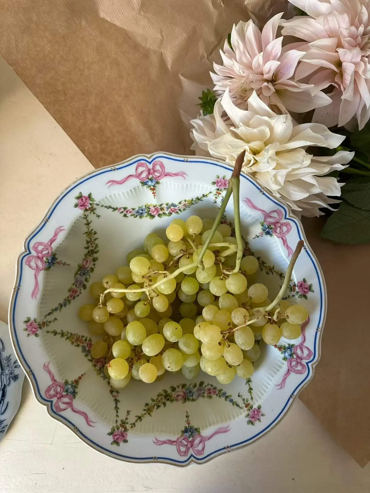 French Vintage Salad Bowl with Bow Motif