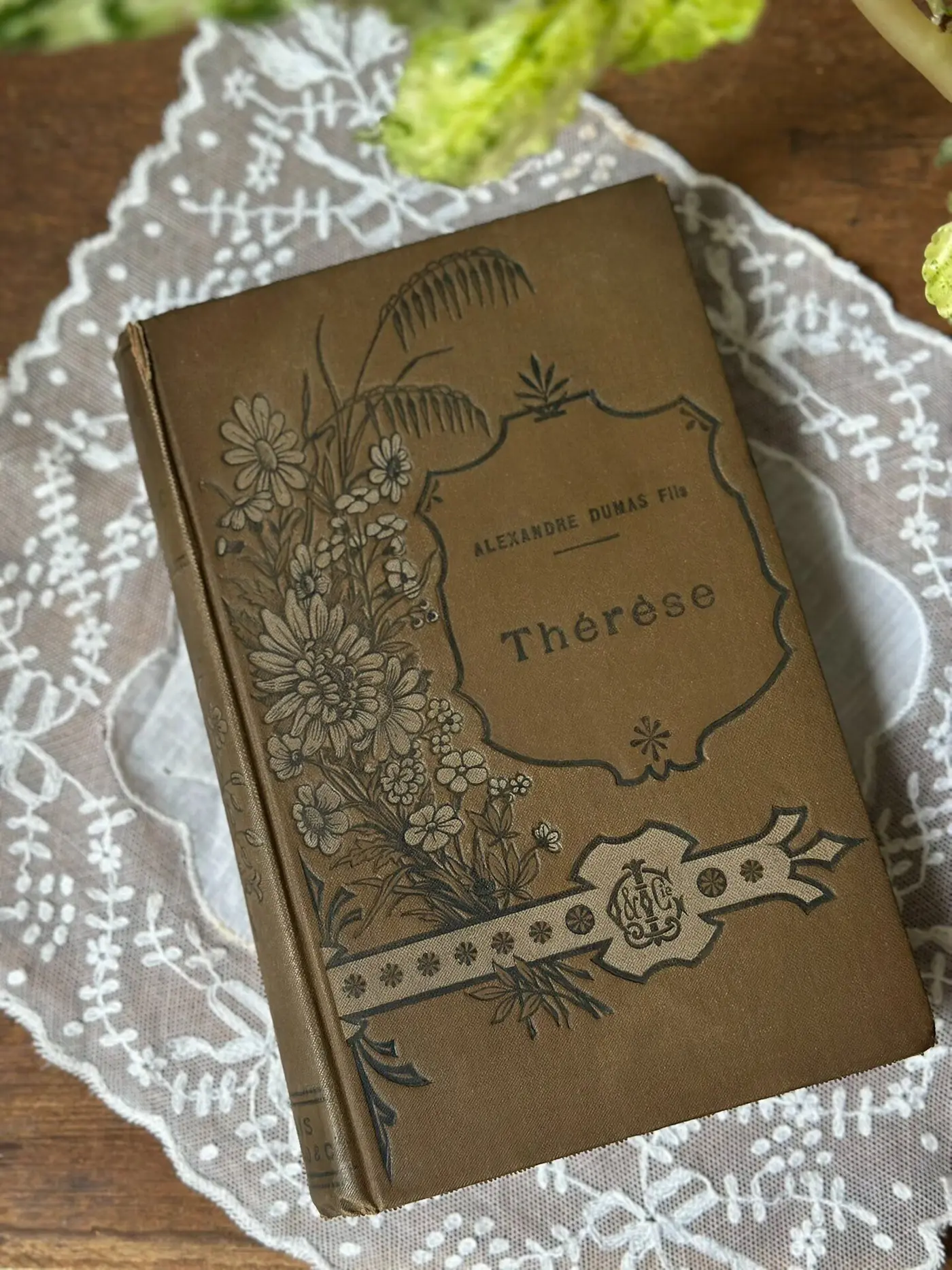 1896 Alexandre Dumas, fils — Thérèse, Floral Clothbound Antique French Book (Calmann Lévy)
