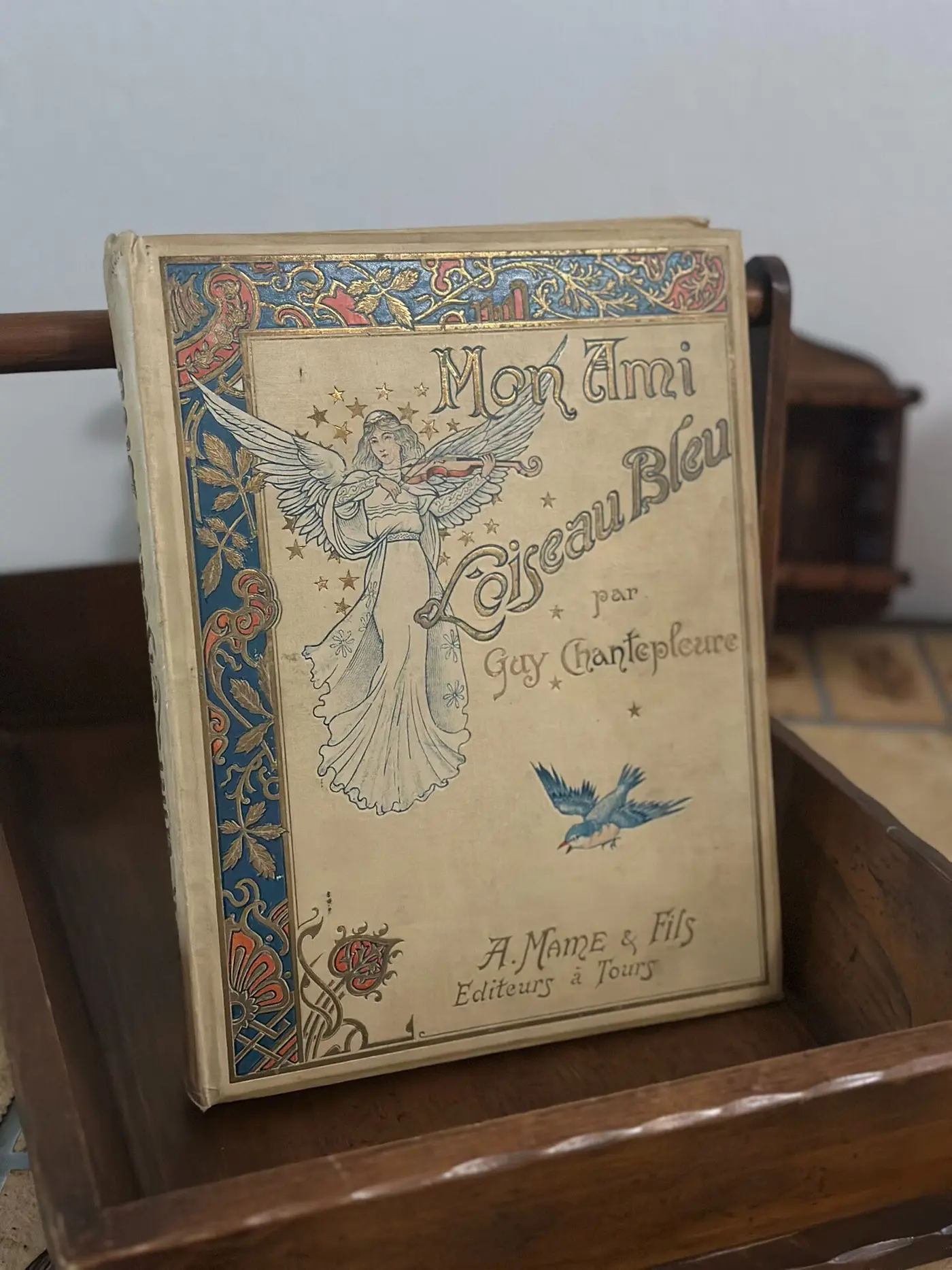1901 Antique French Book 'Mon Ami l'Oiseau Bleu' — Art Nouveau Illustrated Clothbound