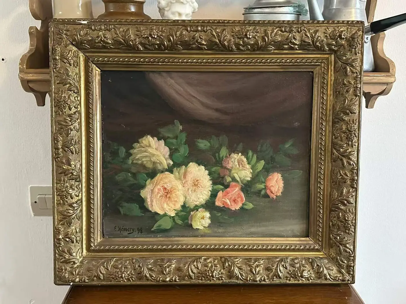 French Vintage Oil Painting, 51 x 44 cm