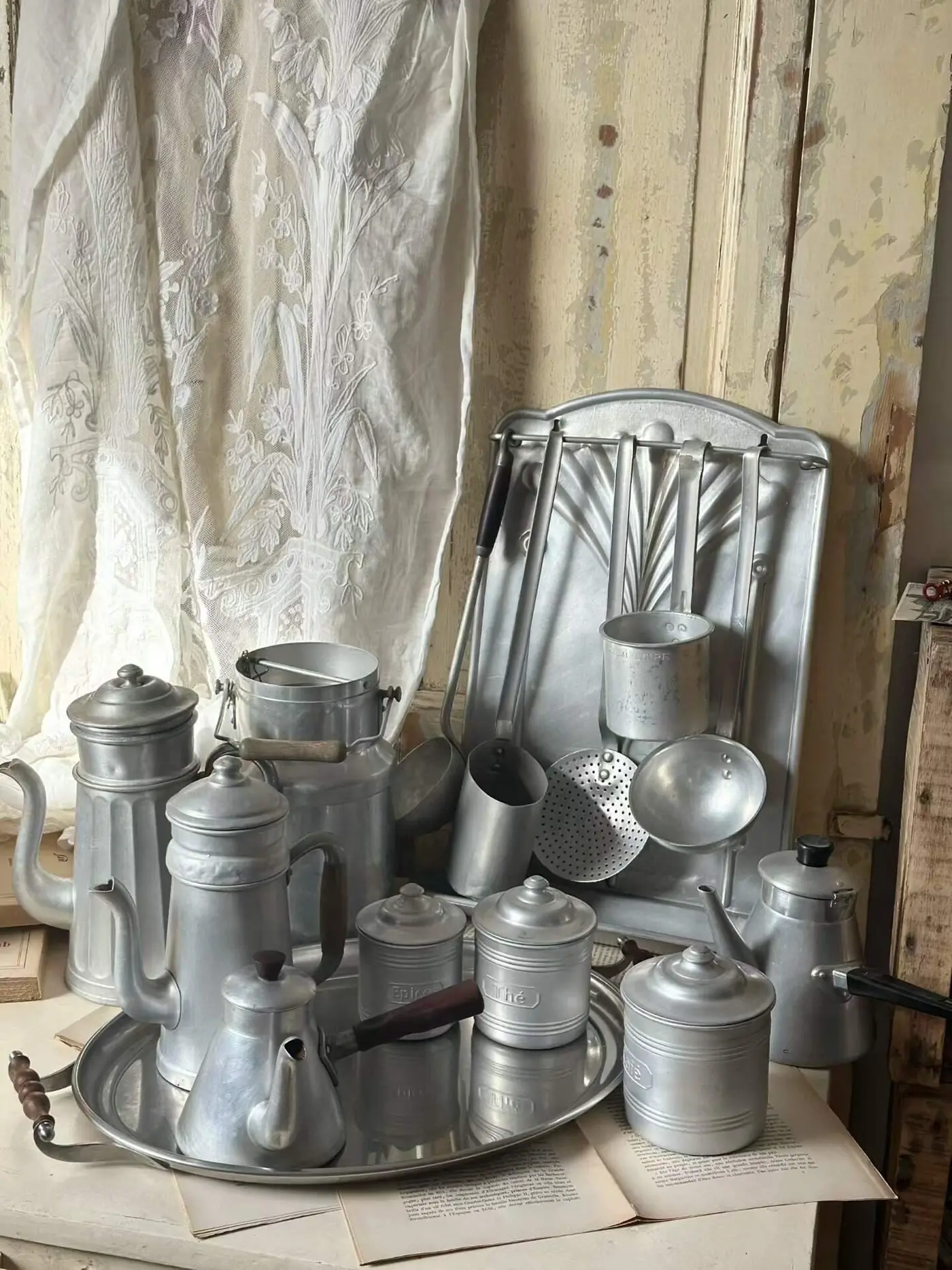 Collection of French Vintage Aluminum Objects
