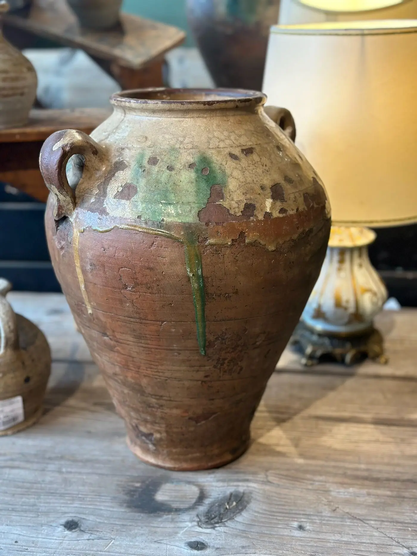 French Country Double-Handled Vintage Earthenware Jar