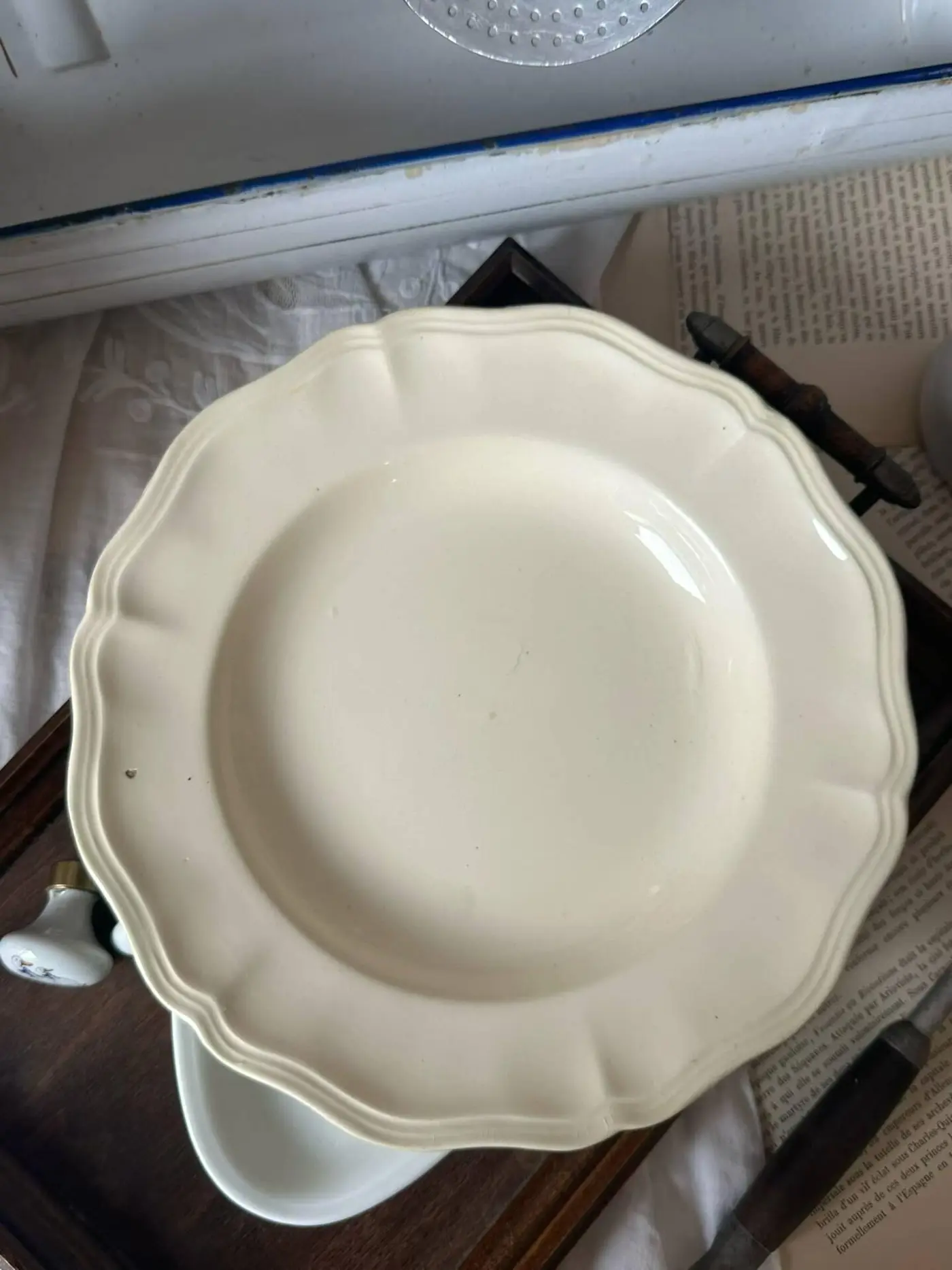 Discounted French Sarreguemines Vintage Cream Deep Plate