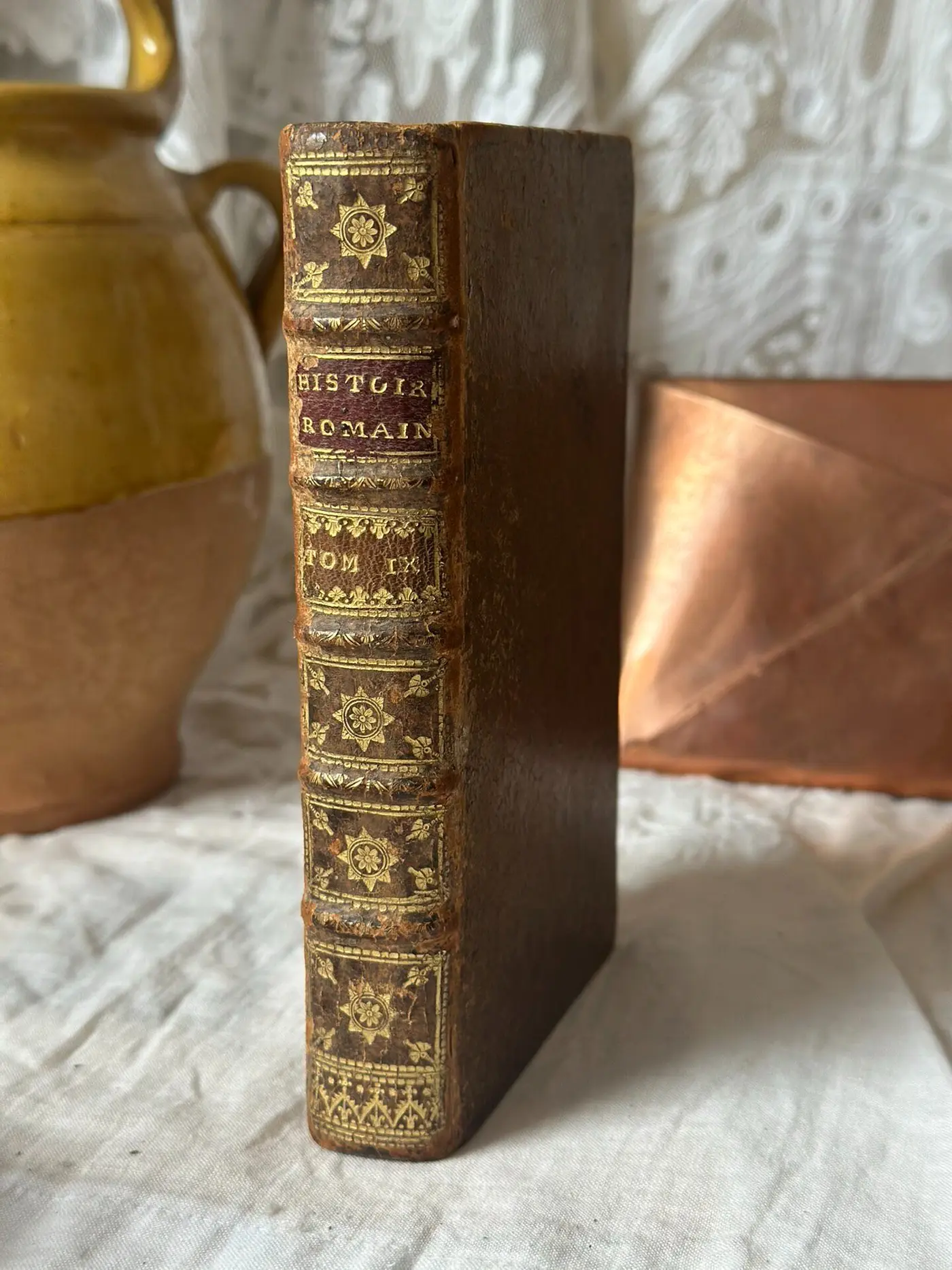 1736 Histoire romaine, Vol. IX — Full Leather Gilt Binding