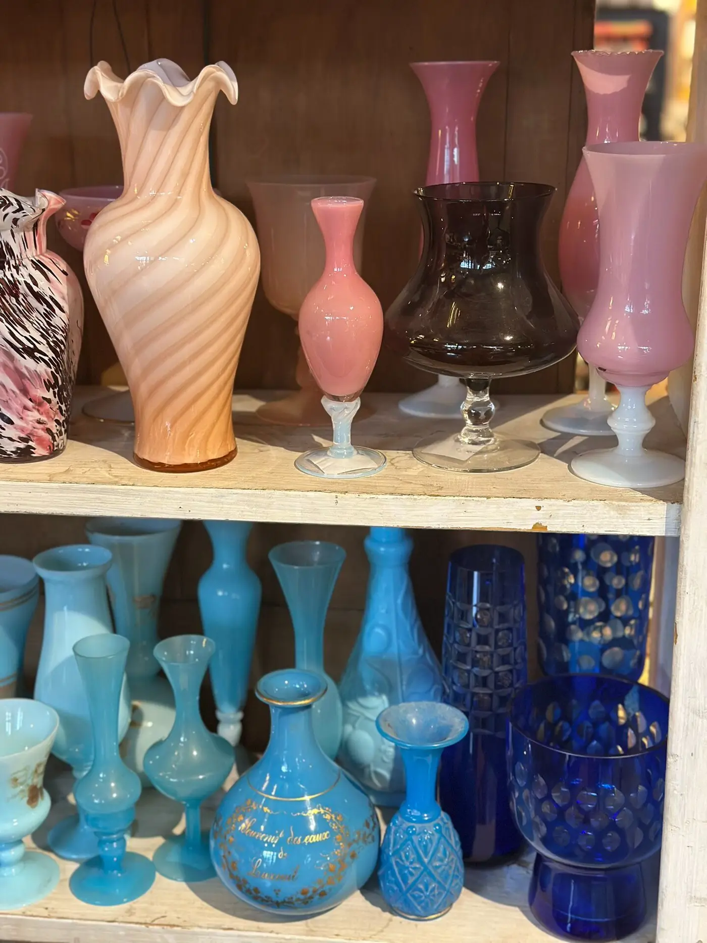 Collection of French Milk Glass Vases, Assorted Shapes