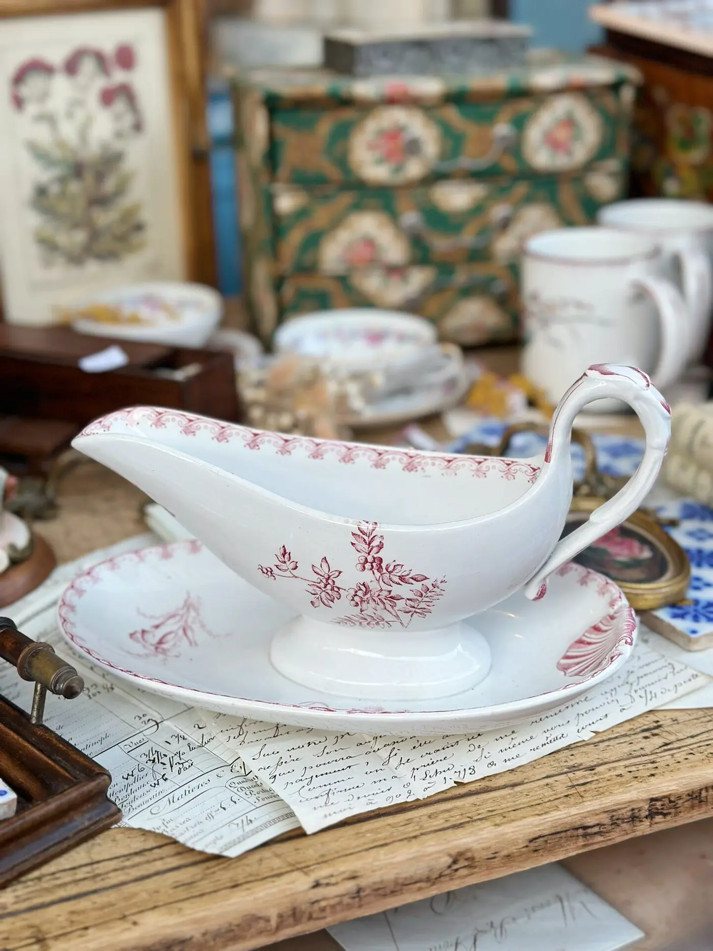 Sarreguemines Vega Series Sauce Boat, French Vintage Porcelain