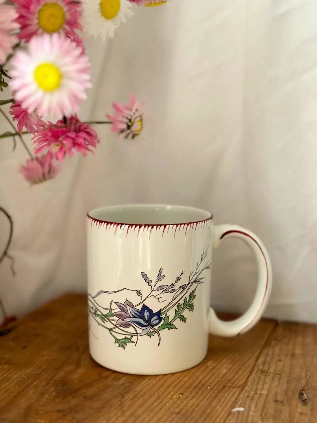 French Sarreguemines Vintage Butterfly Mug
