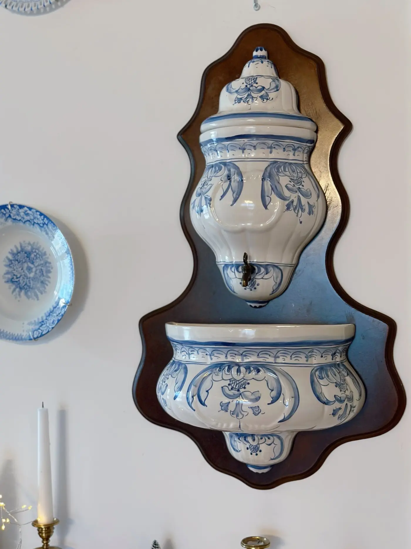 Vintage Portuguese Blue-and-White Wall Fountain