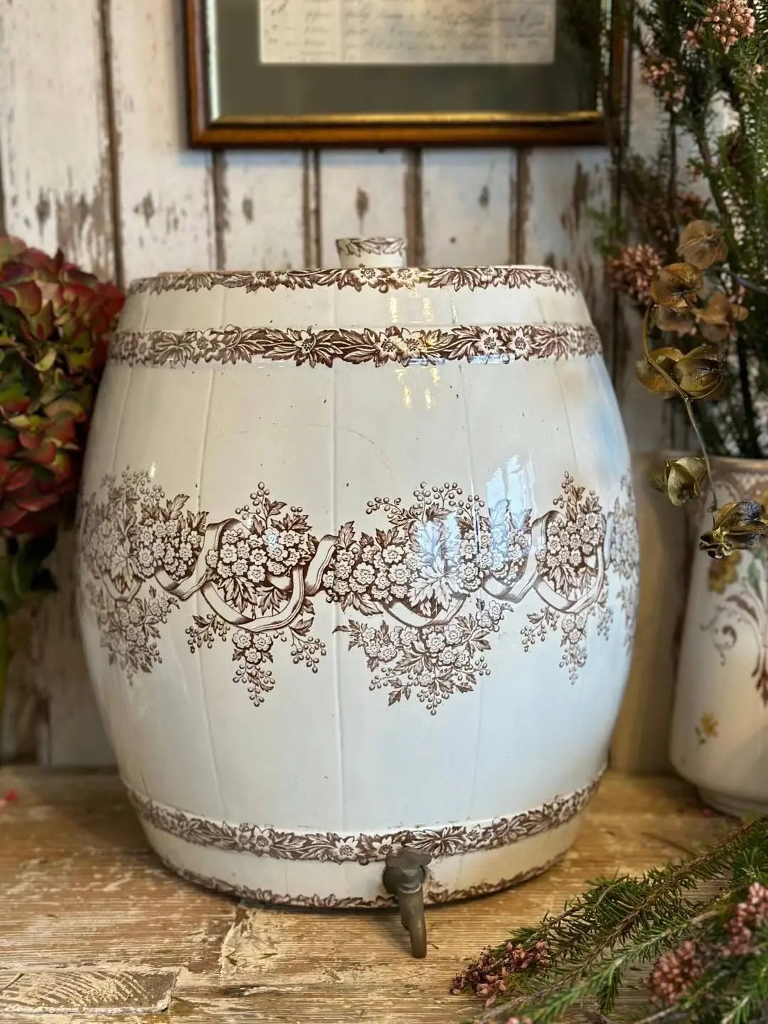 French Antique Wall Fountain Vase, Hawthorn Series — Rare Unique Piece