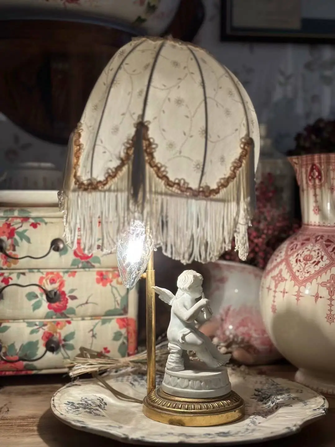 French Vintage Small Cherub Table Lamp
