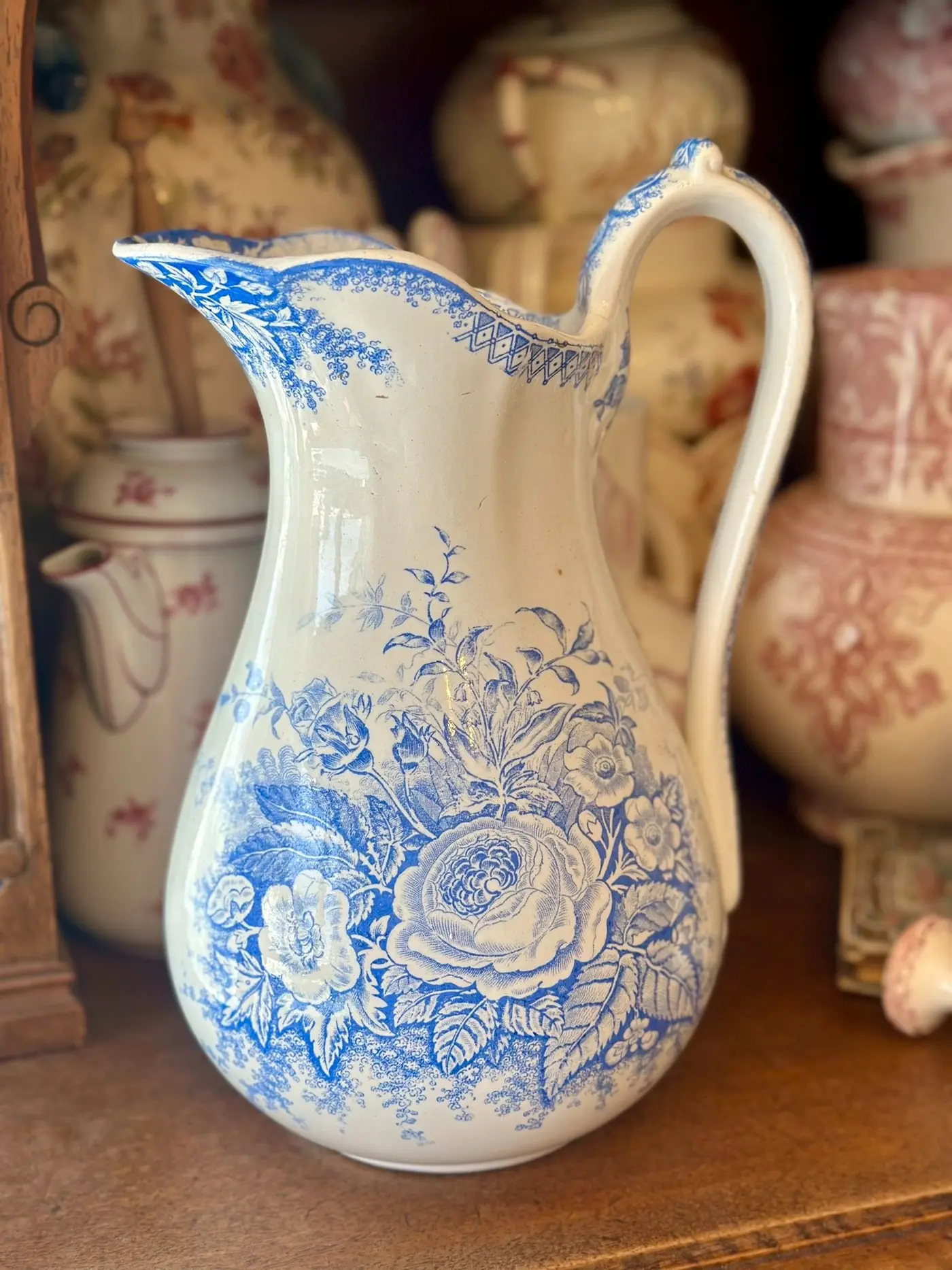 French Blue Garden Large Water Pitcher