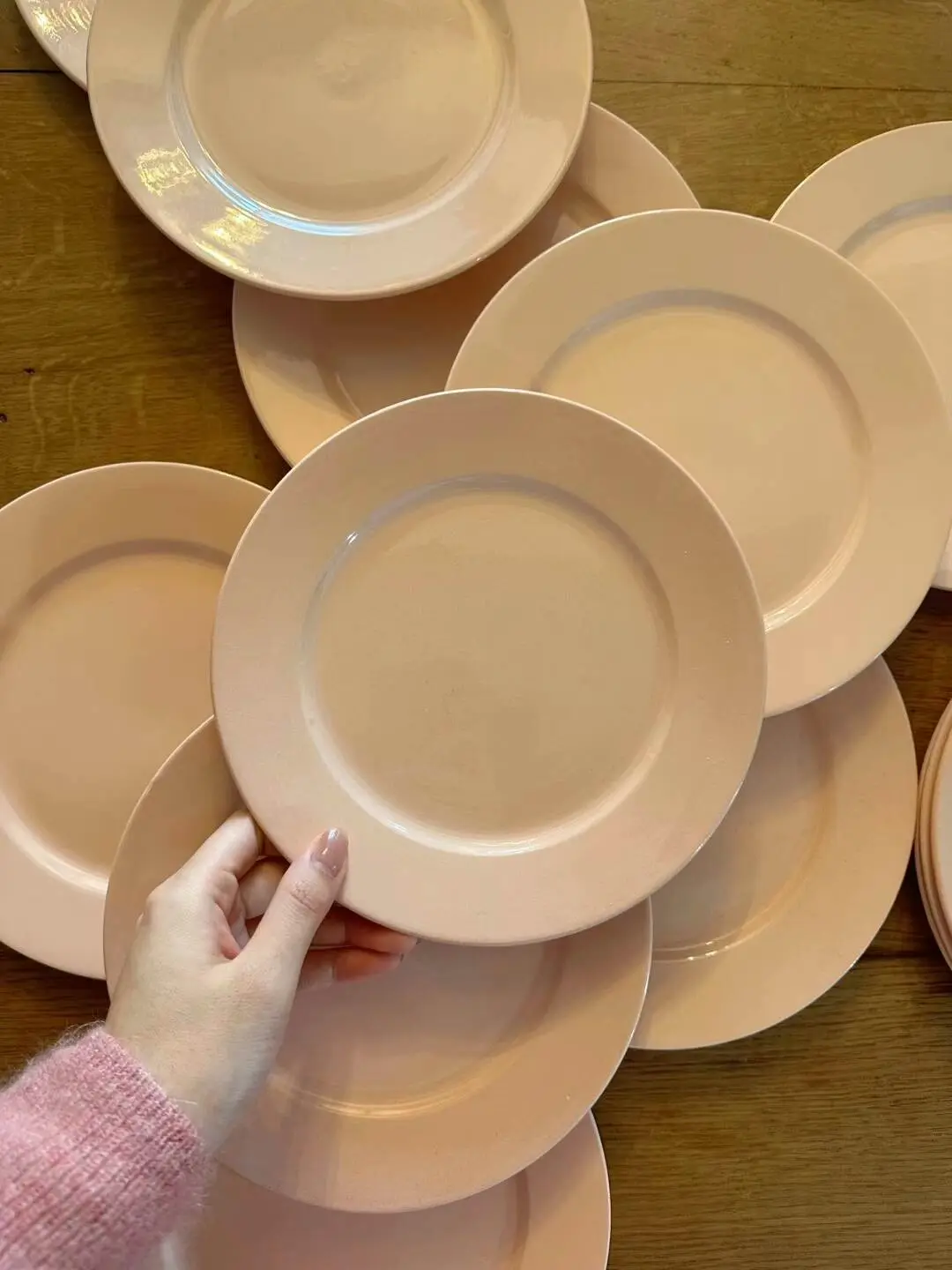 Vintage French Sarreguemines Blush-Pink Dessert Plate, 20.5 cm