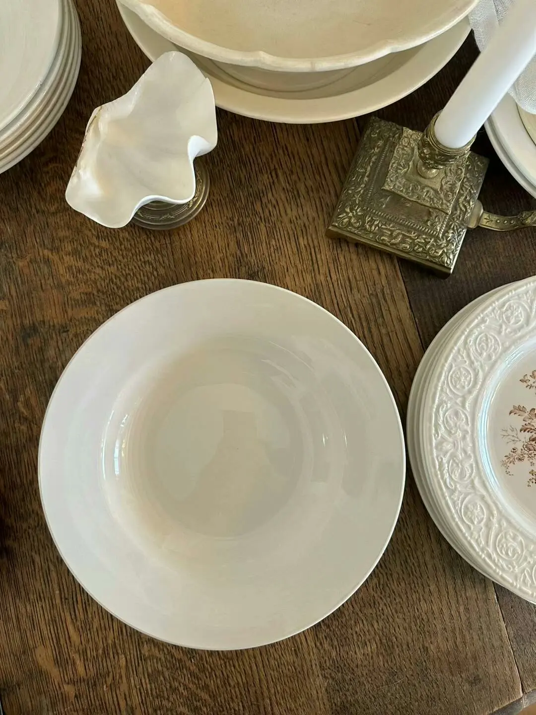 French Vintage Sarreguemines White Deep Dish