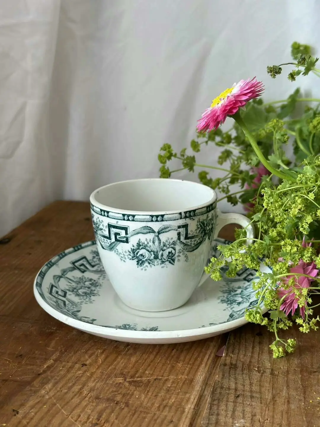 Vintage French St. Amand Coffee Cup with Saucer, 130 ml