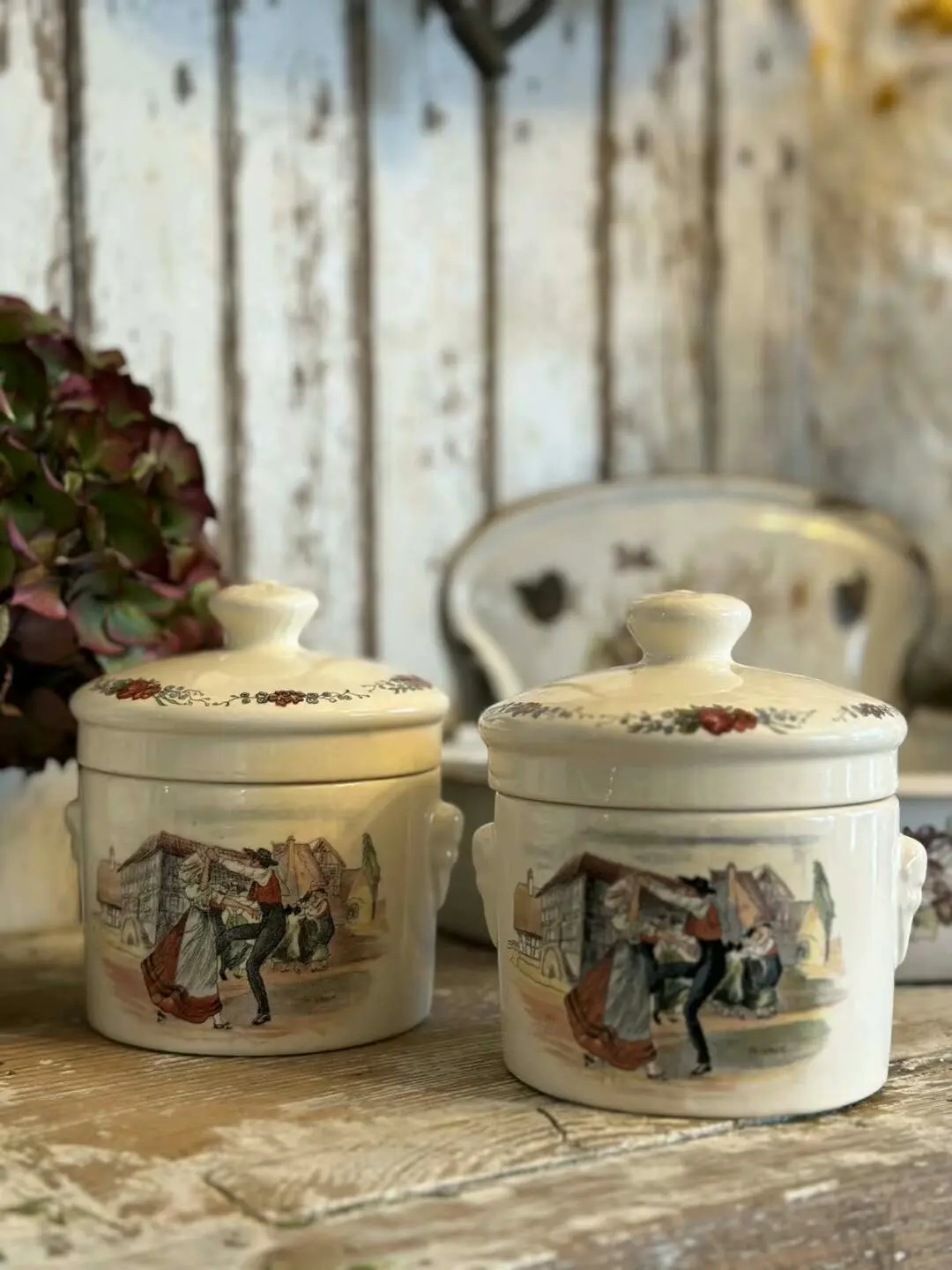 French vintage Sarreguemienes Obernai sugar jar