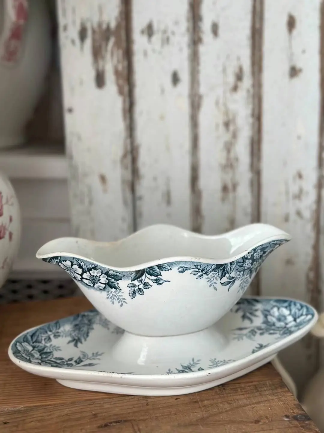 Vintage French Wild Rose Sauce Boat