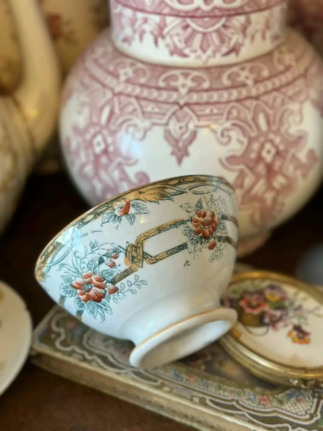Sarreguemines Hand-Painted Small Bowl, Vintage France — Rare Variant