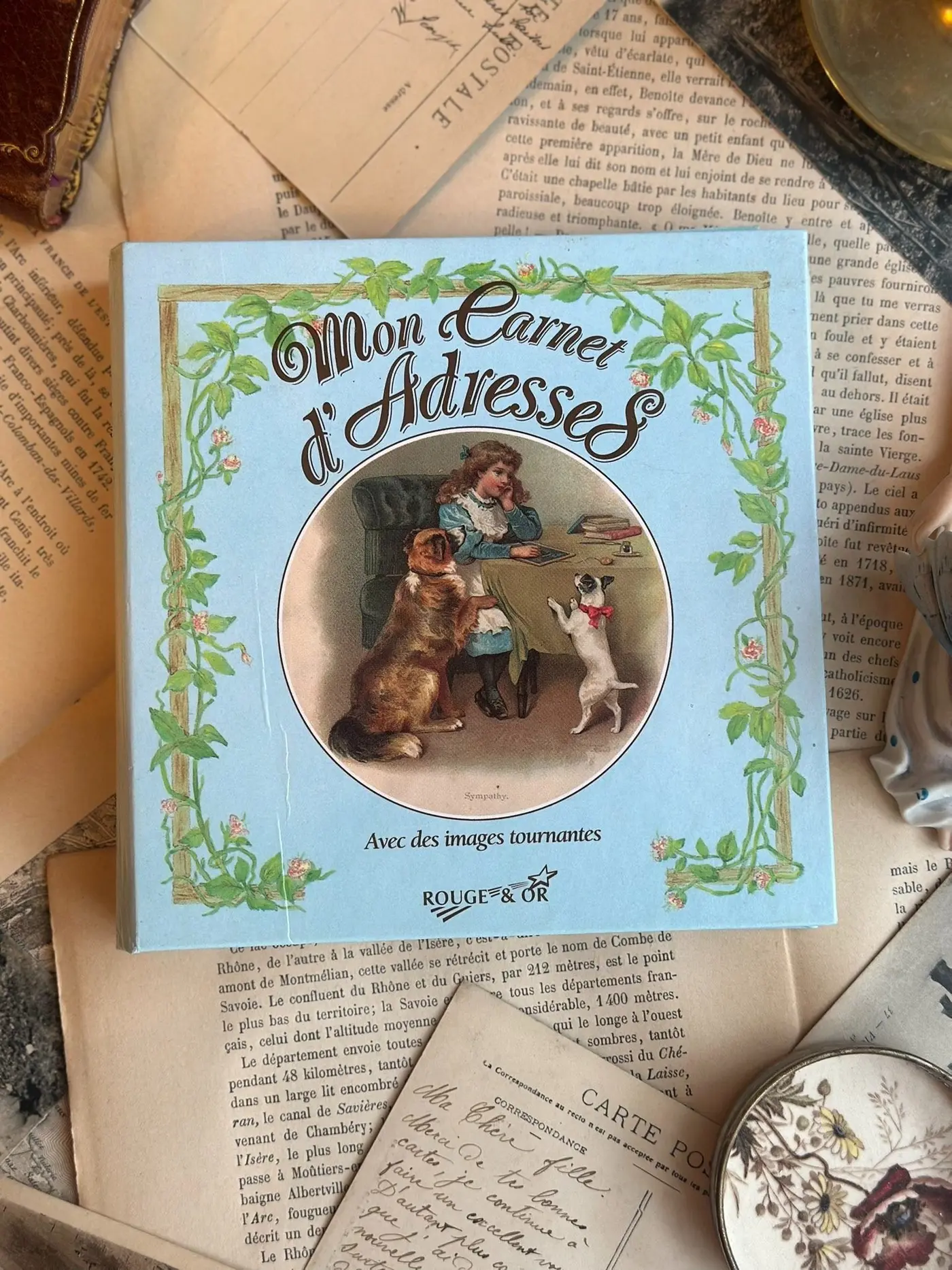 French Vintage Rotating-Pattern Telephone Address Book, 1970s–80s