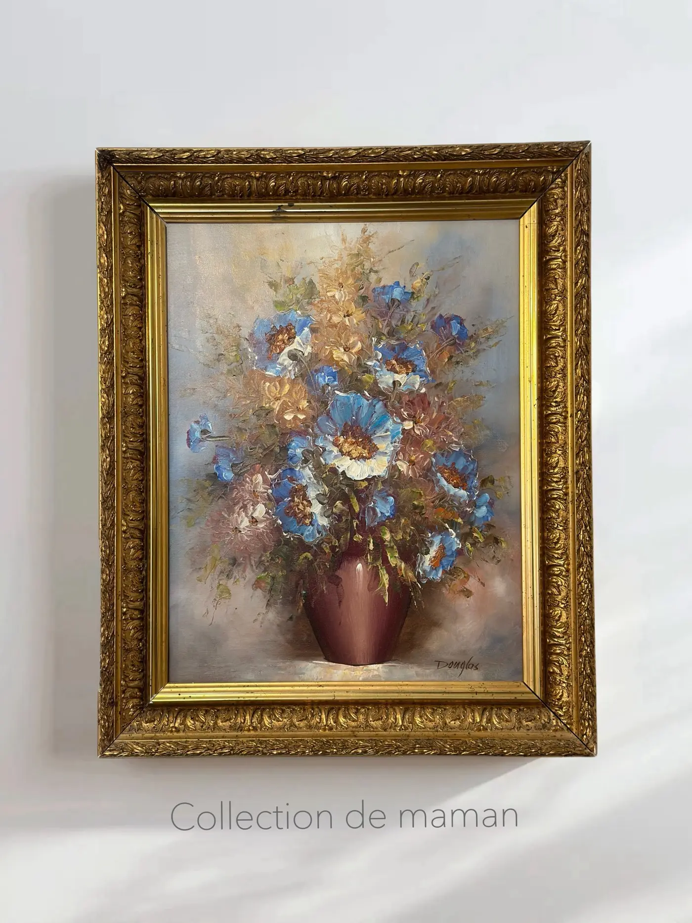Antique French Floral Still Life Oil Painting, Signed Douglas