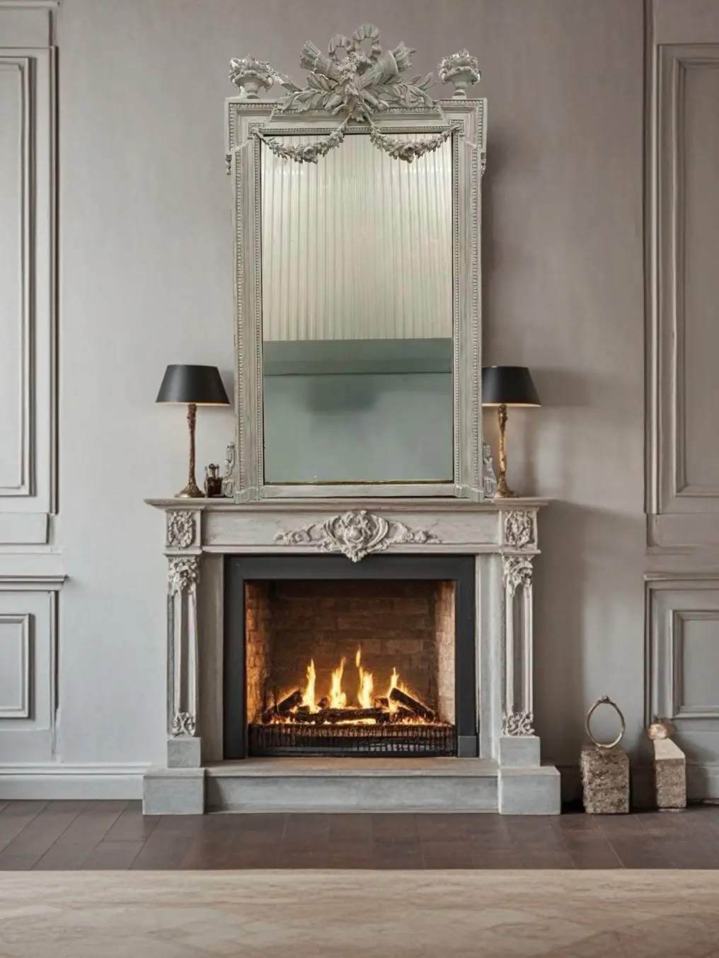 French Louis XIV-Style Antique Fireplace Mirror