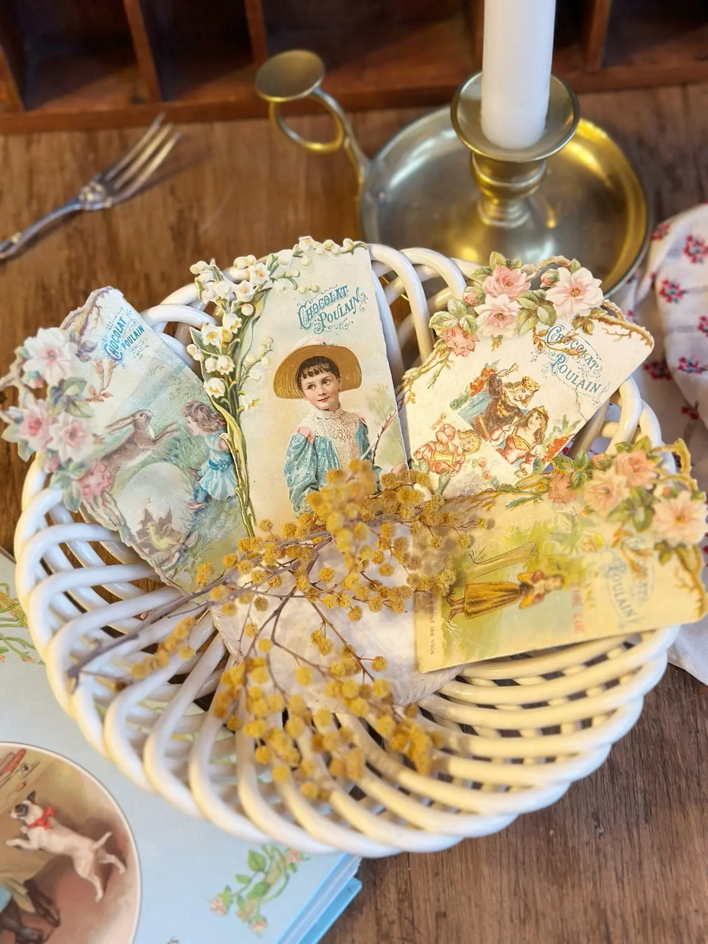 French Vintage Victorian-Style Decorative Journal Cards, Set of 4 (9 × 5.5 cm)