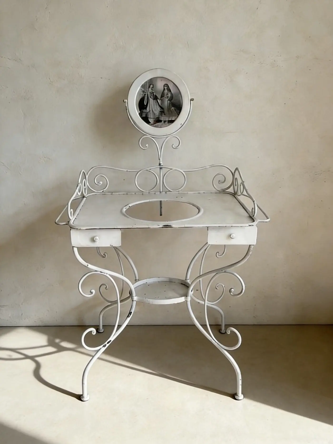 French Vintage Iron Washstand / Vanity Table