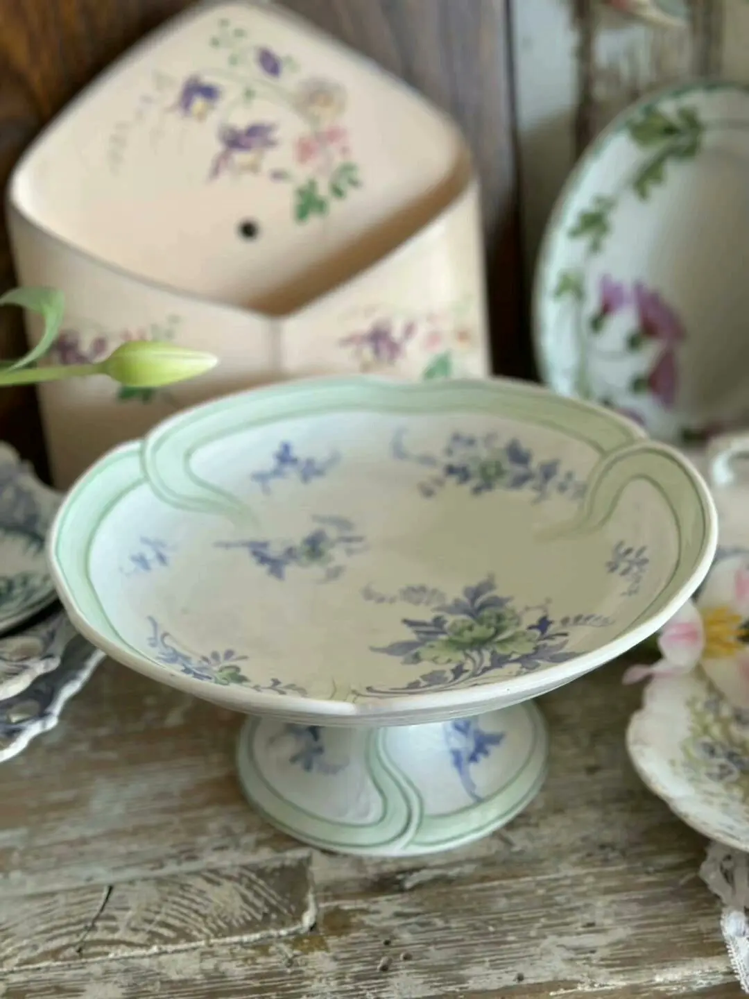 Vintage Lunéville Art Nouveau Regency Footed Compote
