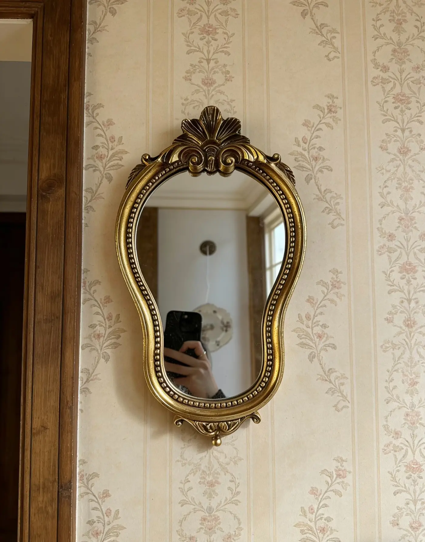 French Vintage Gilded Small Mirror
