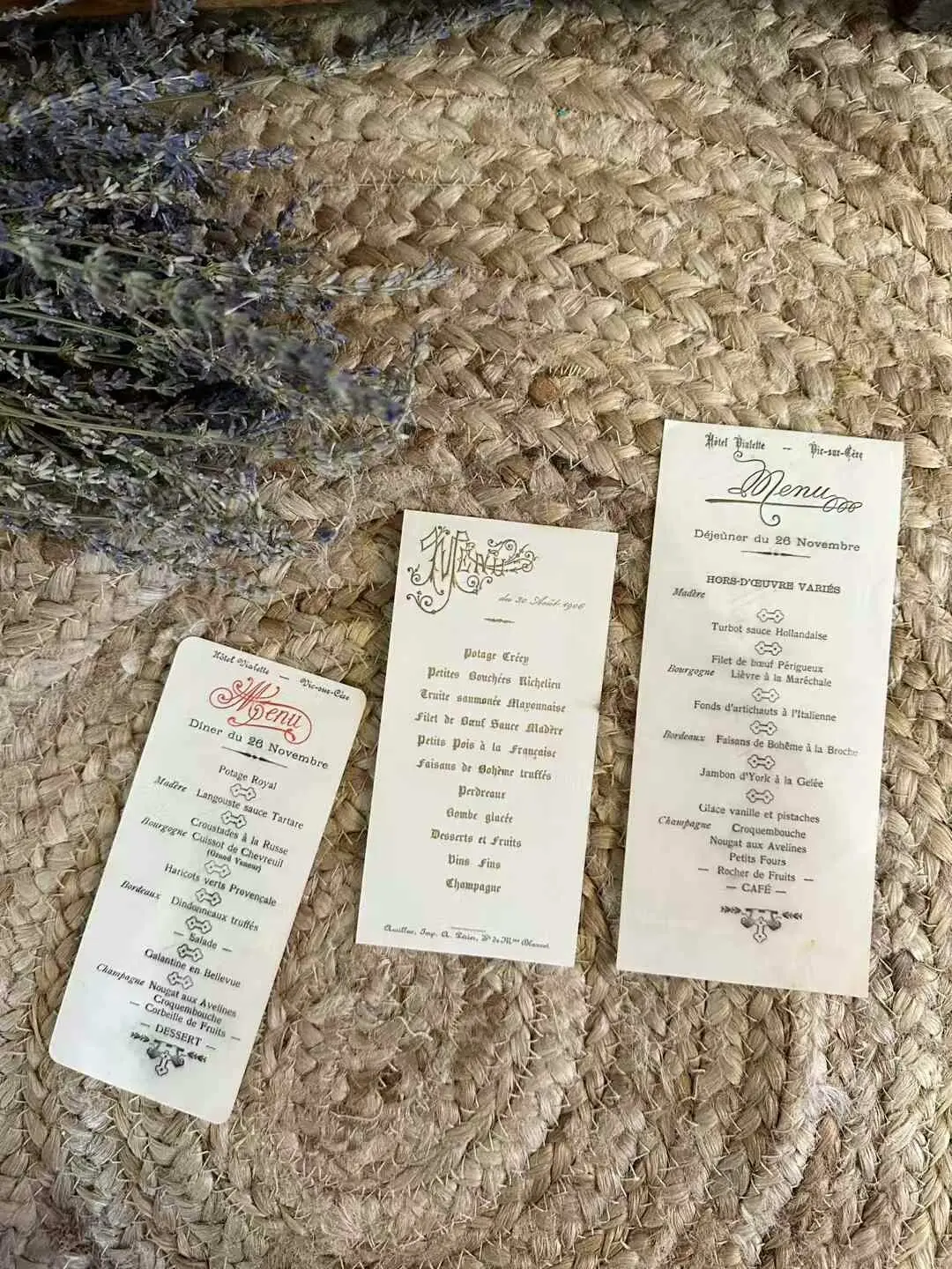 French Antique Gilt-Stamped Menu
