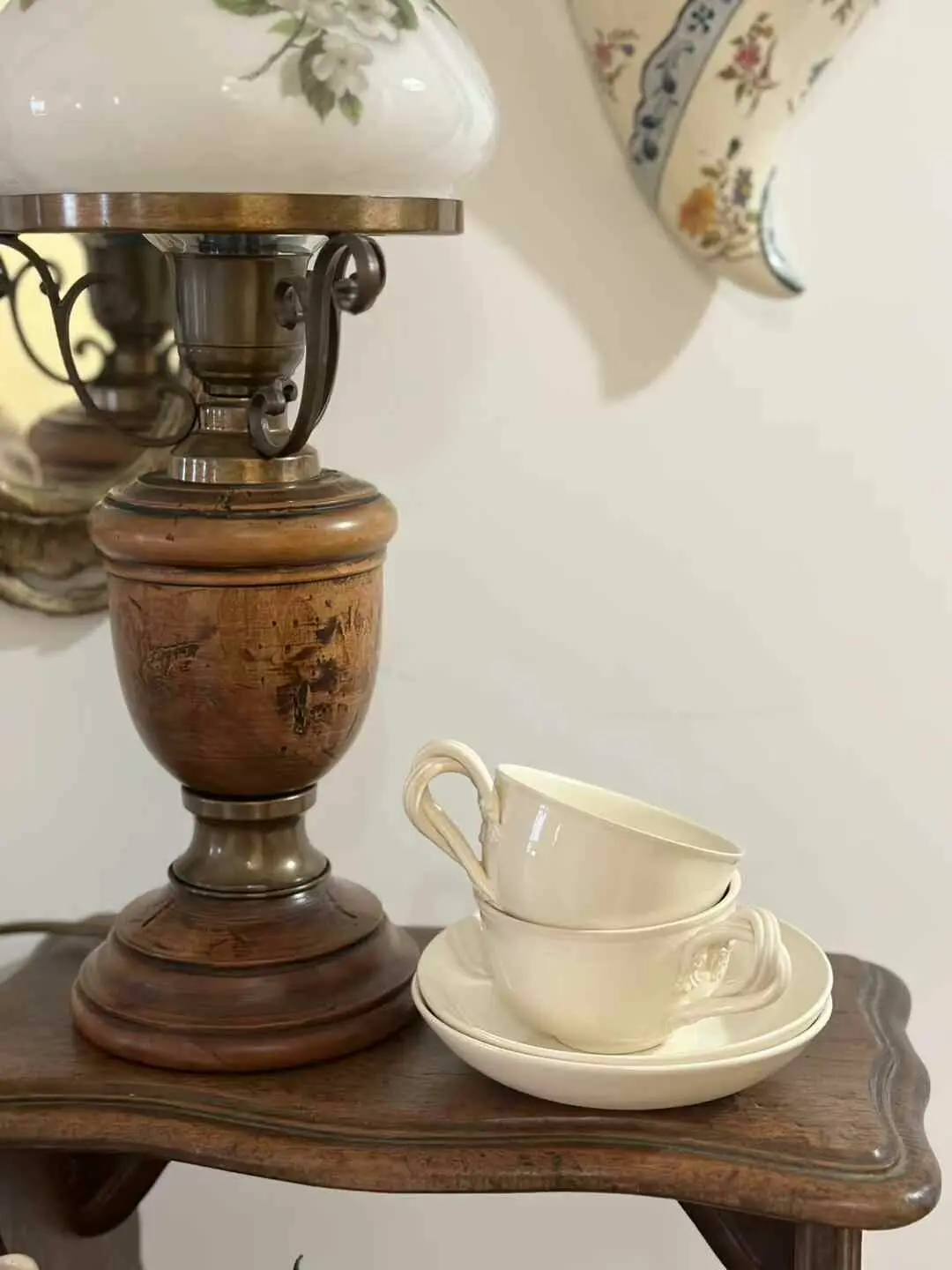 Vintage British Leedsware Creamware Teacup with Twisted Handle