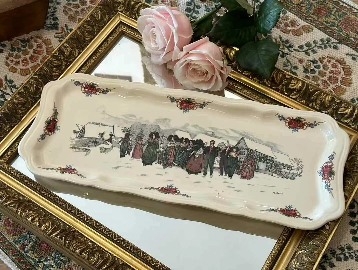 French Vintage Sarreguemines Obernai Long Platter