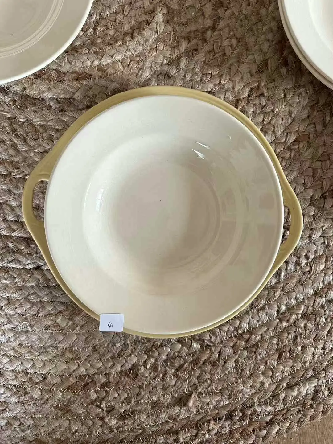 French Vintage Sarreguemines Cream Deep Plate, 22.5 cm