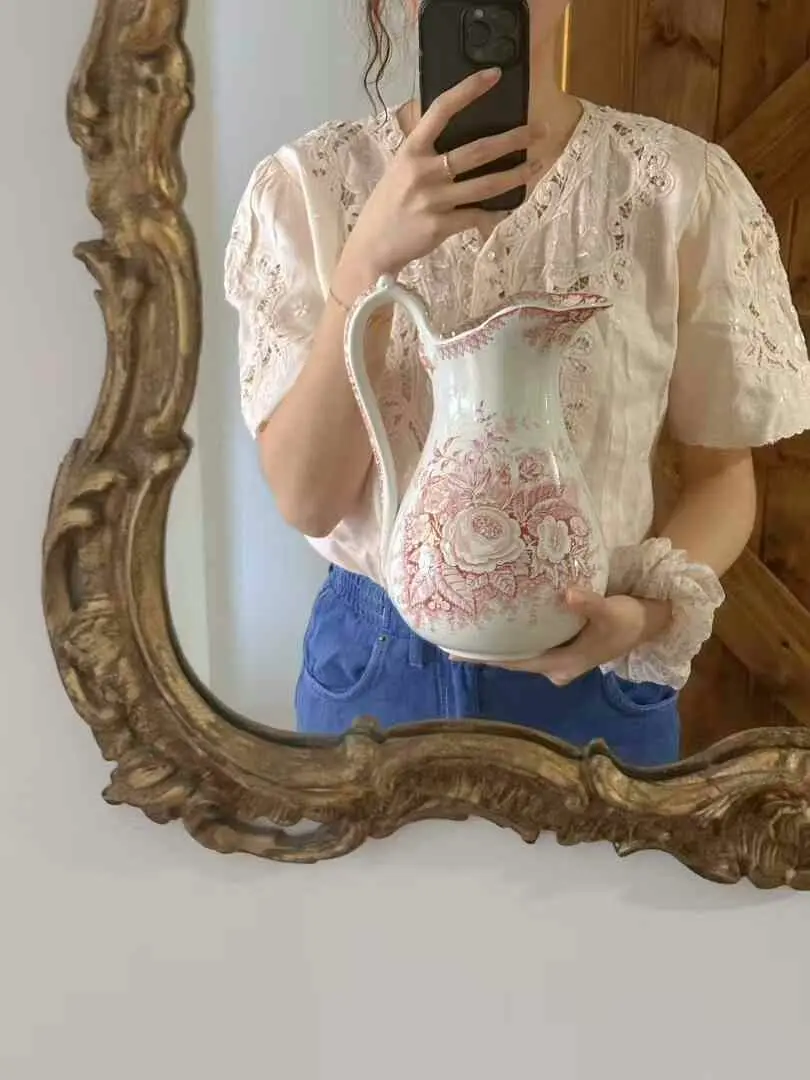 Vintage French Sarreguemines 'Garden' Pitcher