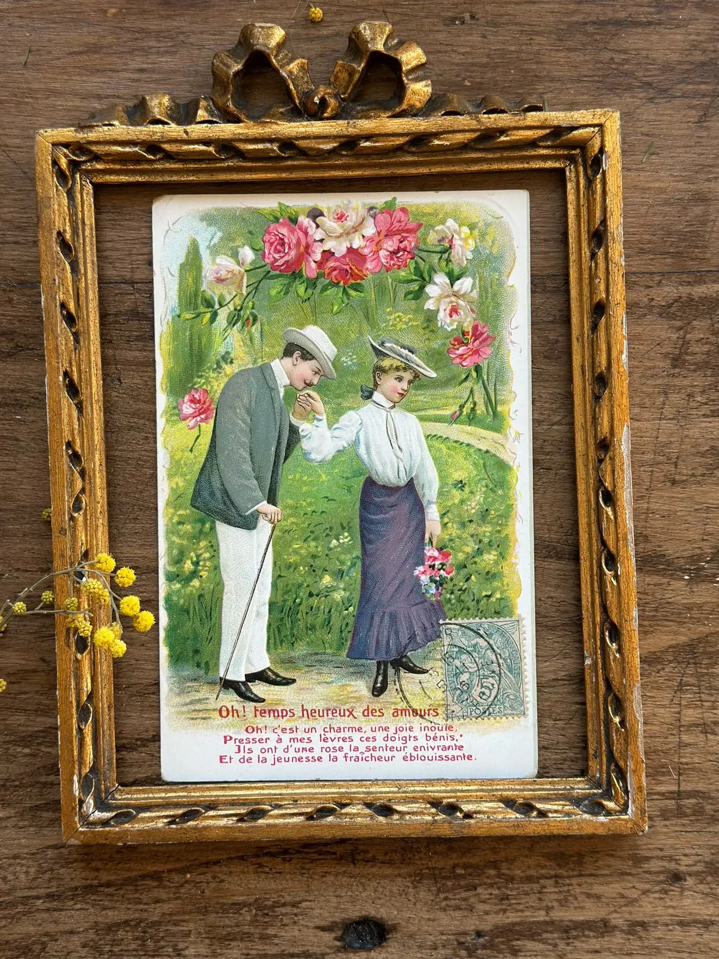 Rare French Vintage Embossed Postcard with Figure Motif