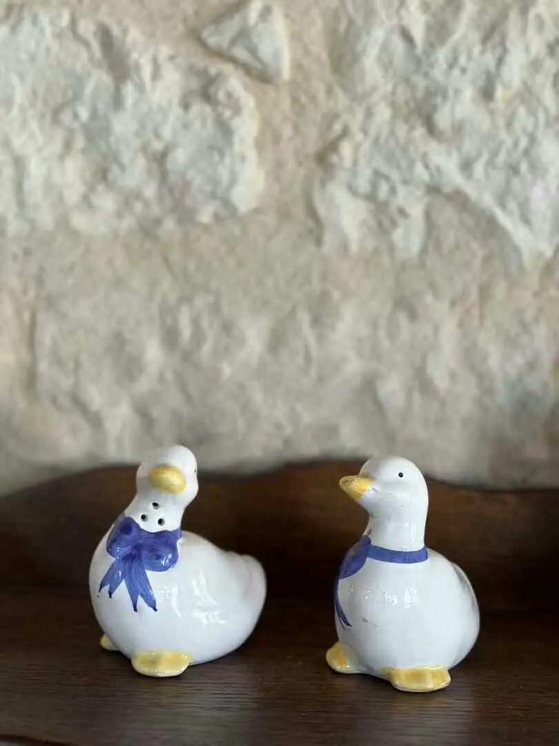 French Vintage Duck-Shaped Porcelain Condiment Bottle