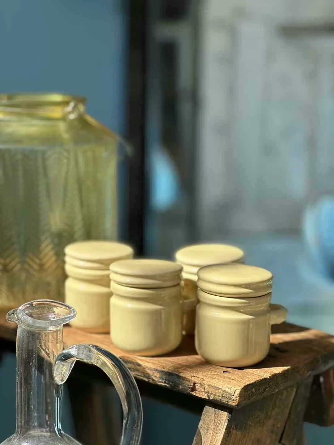 Vintage French Provençal Cream Condiment Jar