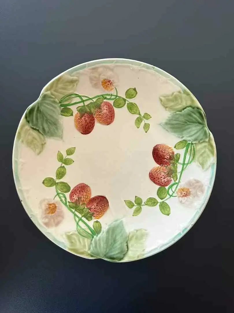 Vintage French Choisy-le-Roi Strawberry Relief Dessert Plate