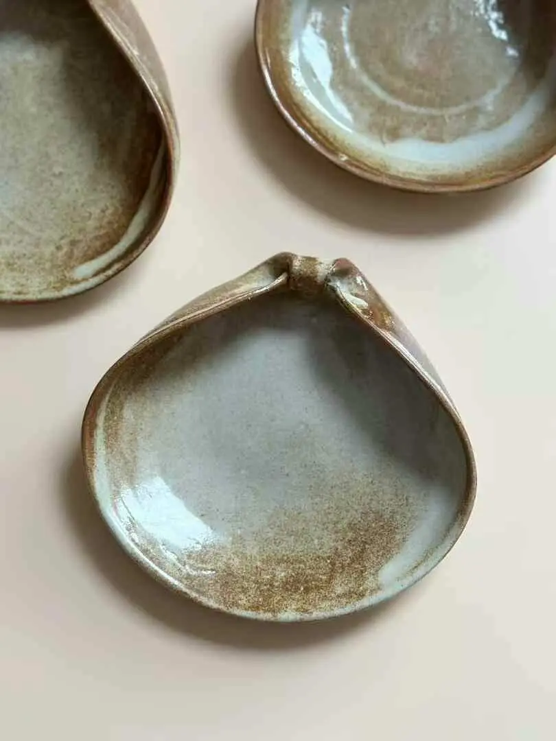 French Vintage Handmade Terracotta Shell Dish