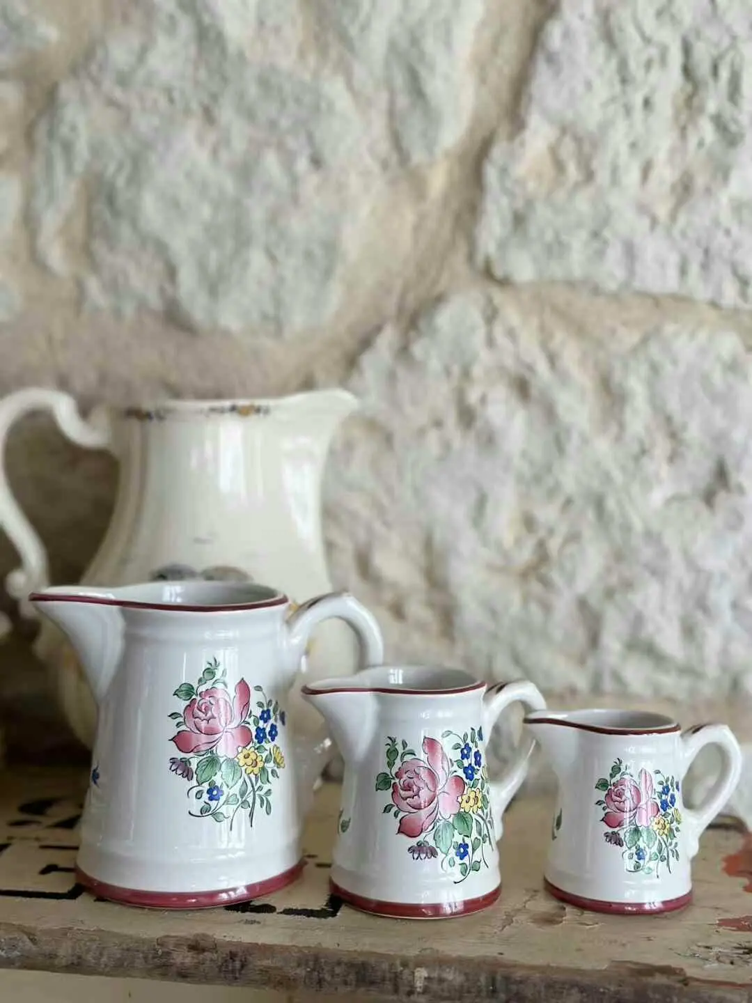Set of 3 Lunéville Vintage Creamers — Heights 11 cm, 8 cm, 6.5 cm