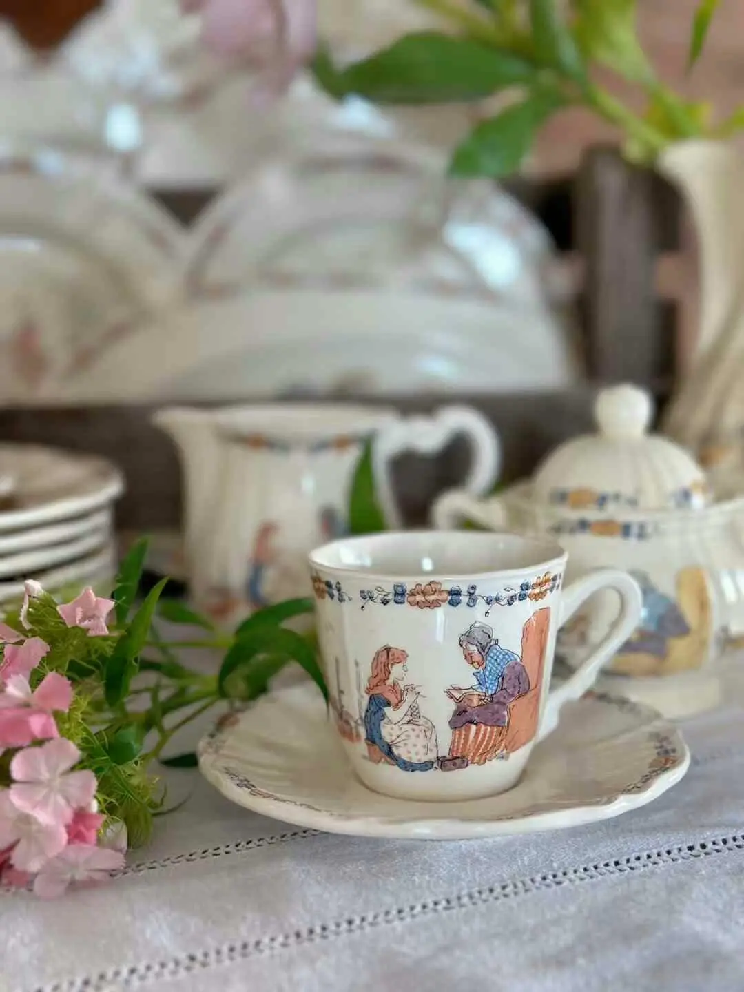 French Vintage Sarreguemines 'Richard' Child's Coffee Cup