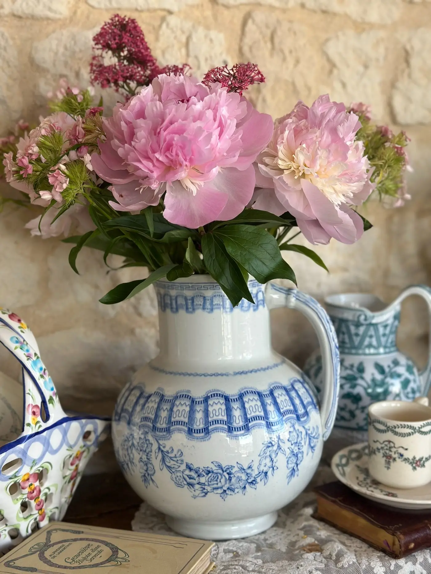 Large French Antique Porcelain Water Pitcher