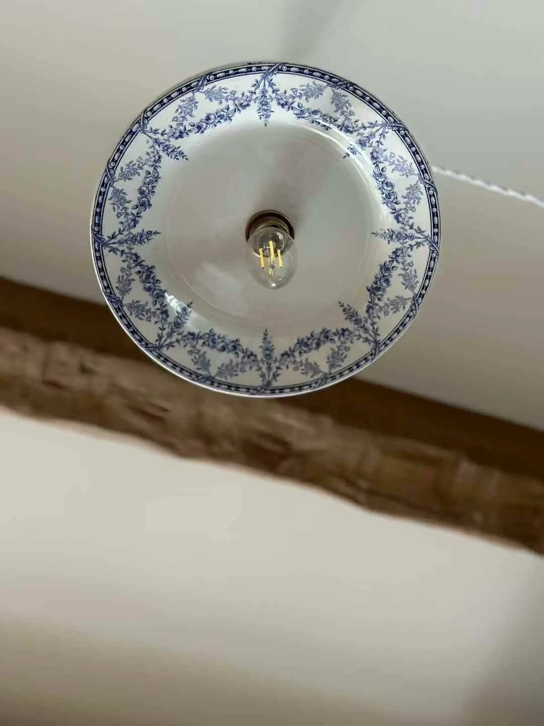 French Vintage Plate Pendant Light, 23.5 cm