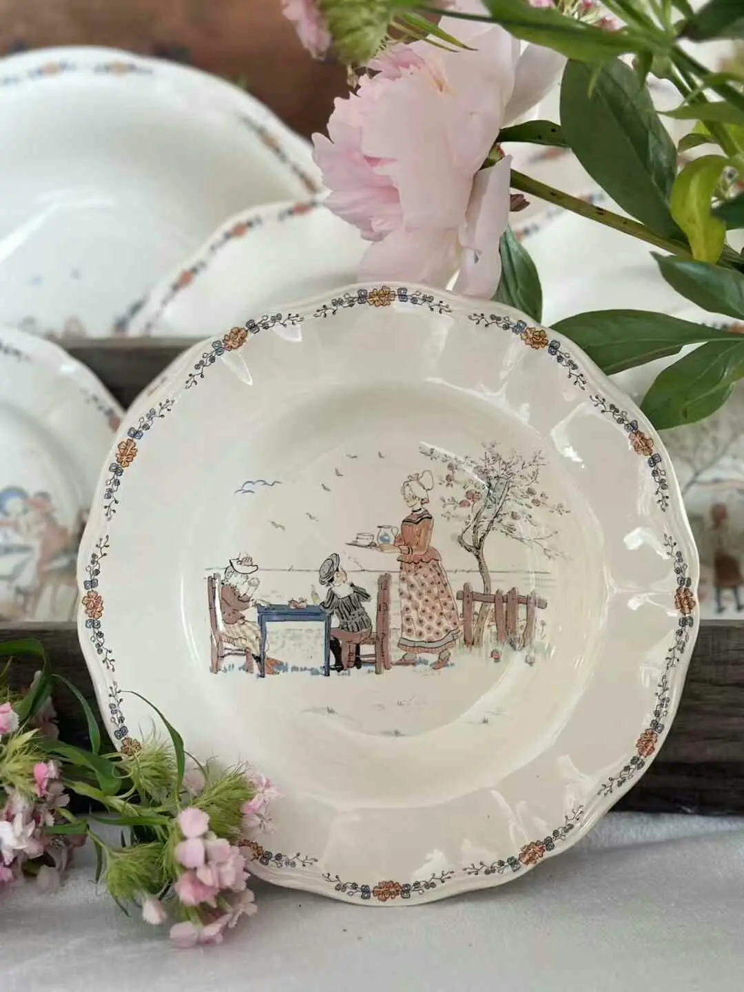 French Vintage Sarreguemines Richard Children's Deep Plate