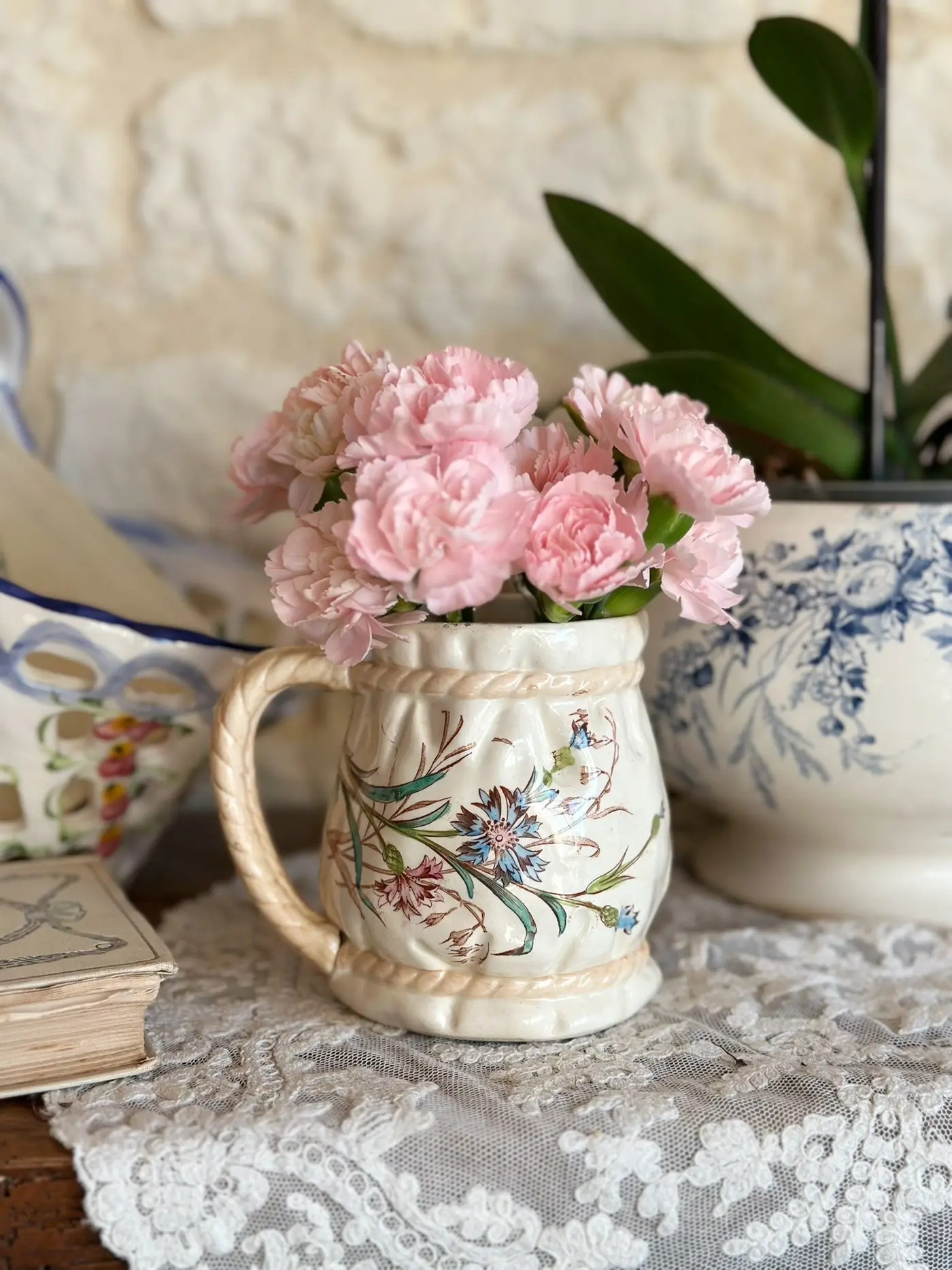 Vintage French Lunéville Cornflower Mug — Rare, No Base Mark