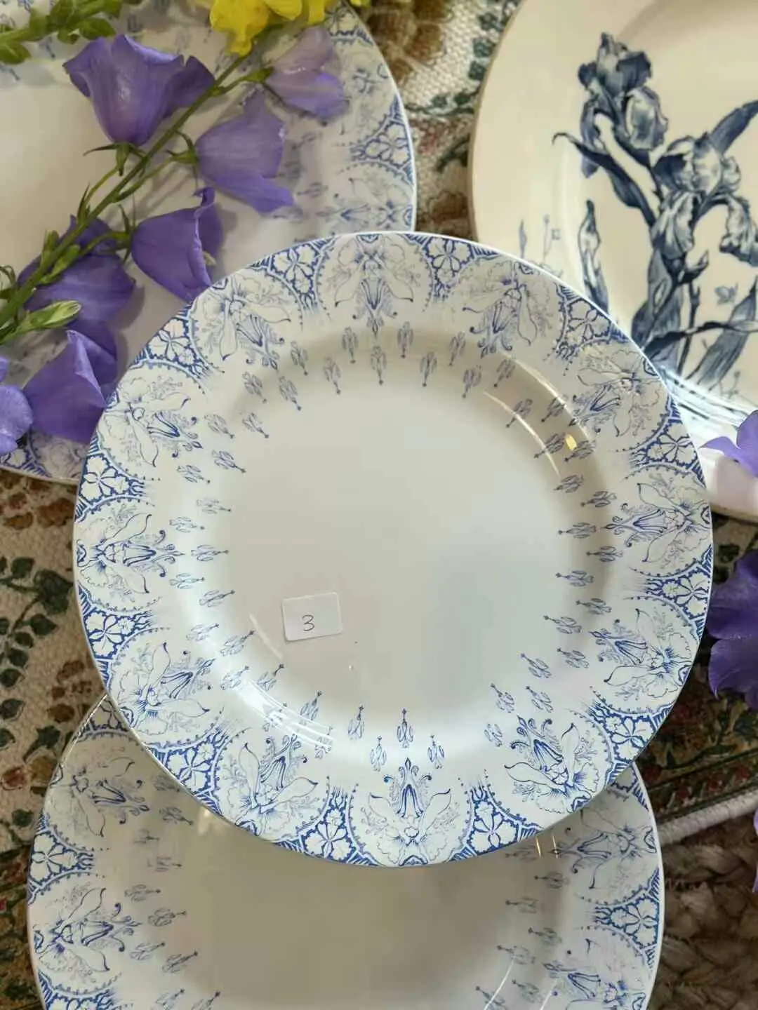 Rare Luneville Iris Pattern Vintage Plate, 24 cm