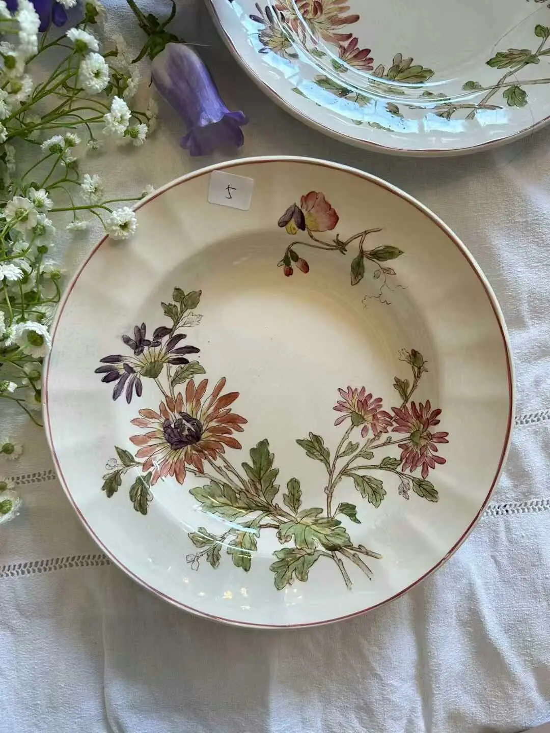 French Vintage Longchamps Hand-Painted Deep Plate No. 5, 24 cm